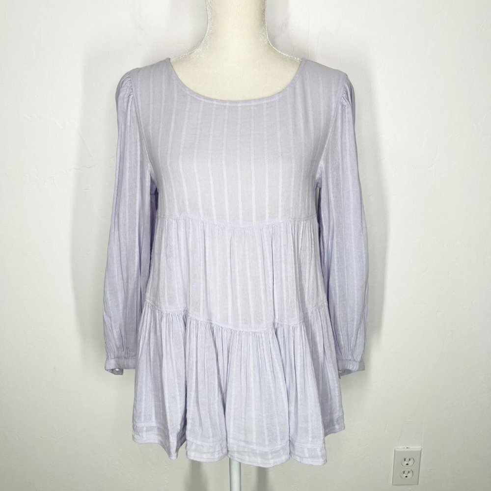 NWT American Eagle Babydoll tiered open Back Boho Bohemian lilac top Size XS - Picture 4 of 10